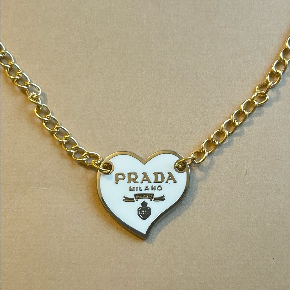 Repurposed Prada Charm Heart Necklace